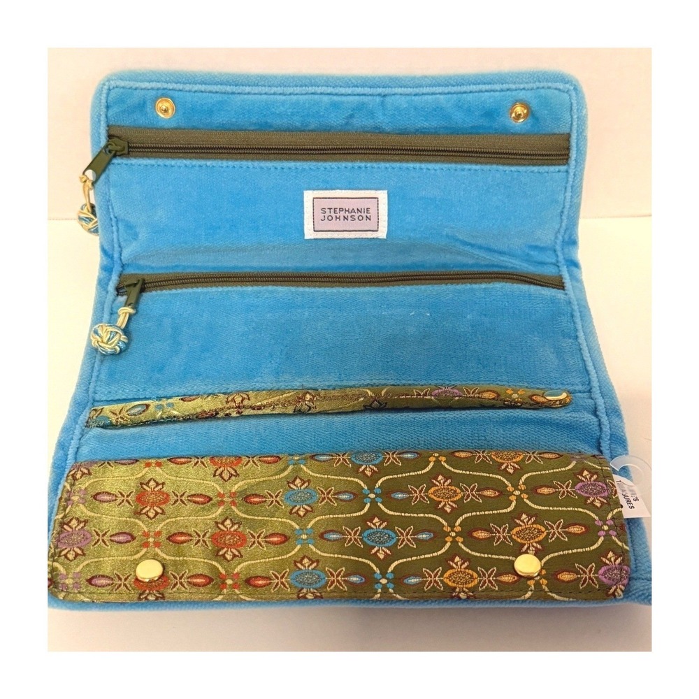 Stephanie Johnson Jewelry Roll Brocade Floral Boho Travel Organizer